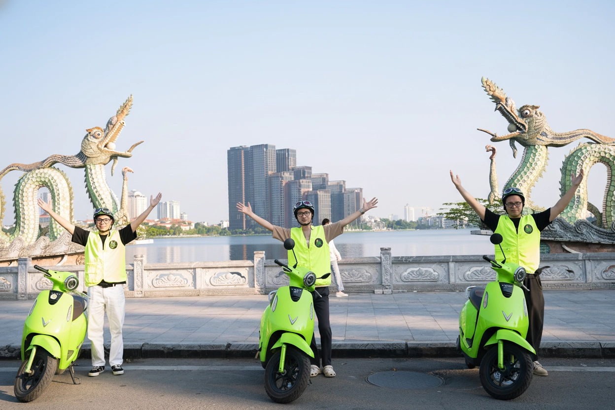 Eco Tour | Explore Hanoi City by E-Motorbike with Ao Dai Female Riders